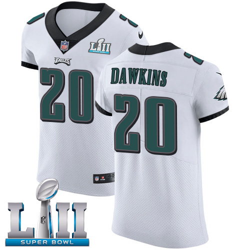 Eagles #20 Brian Dawkins White Super Bowl LII Men's Stitched Vapor Untouchable Elite Jersey