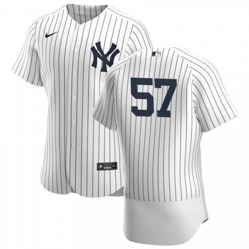 New York New York Yankees #57 Chad Green Men's White Navy Home 2020 Authentic Player Jersey Men's