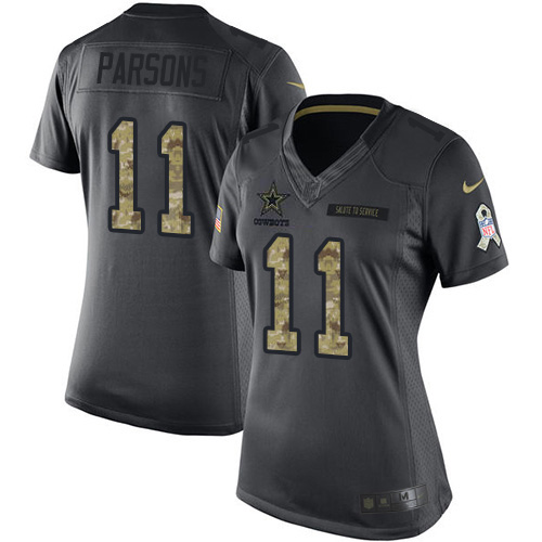 Cowboys #11 Micah Parsons Black Women's Stitched Limited 2016 Salute To Service Jersey