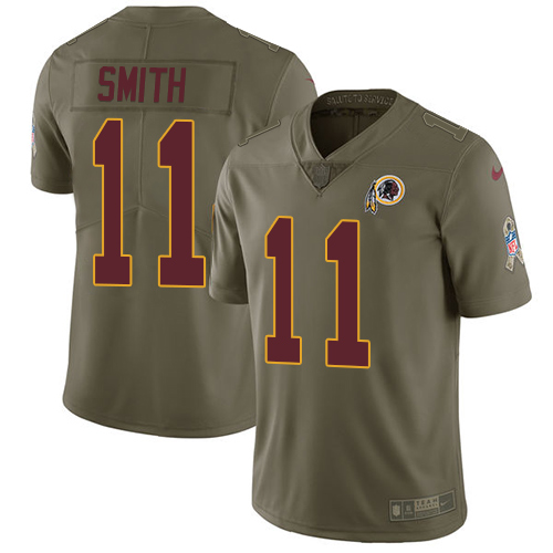 Washington Commanders #11 Alex Smith Olive Youth Stitched Limited 2017 Salute to Service Jersey Youth