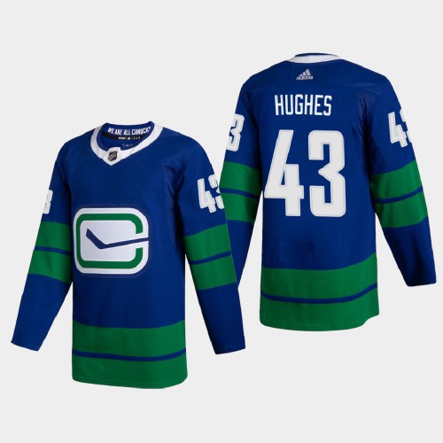 Vancouver Vancouver Canucks #43 Quinn Hughes Men's Adidas 2020-21 Authentic Player Alternate Stitched Jersey Blue Men's