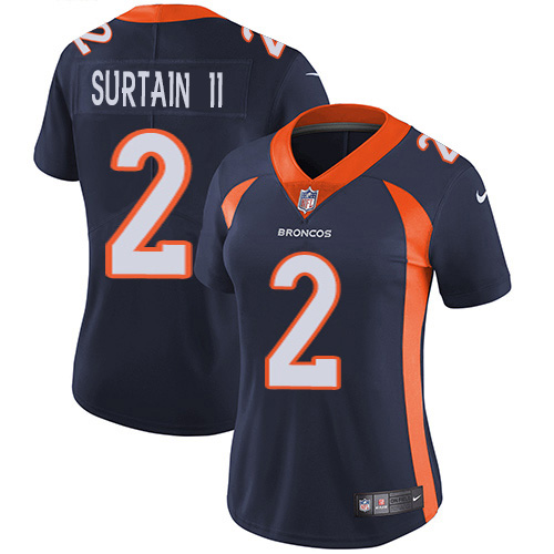 Broncos #2 Patrick Surtain II Navy Blue Alternate Women's Stitched Vapor Untouchable Limited Jersey