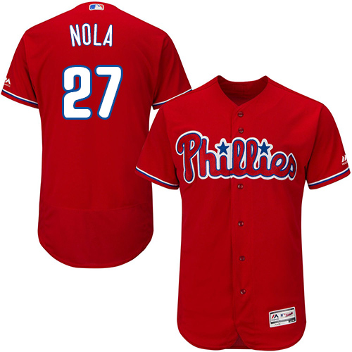 Philadelphia Phillies #27 Aaron Nola Red Flexbase Authentic Collection Stitched Jersey Men's