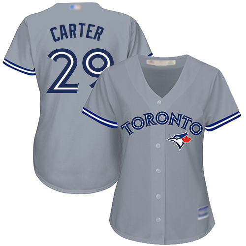 Toronto Blue Jays #29 Joe Carter Grey Road Women's Stitched Jersey Womens