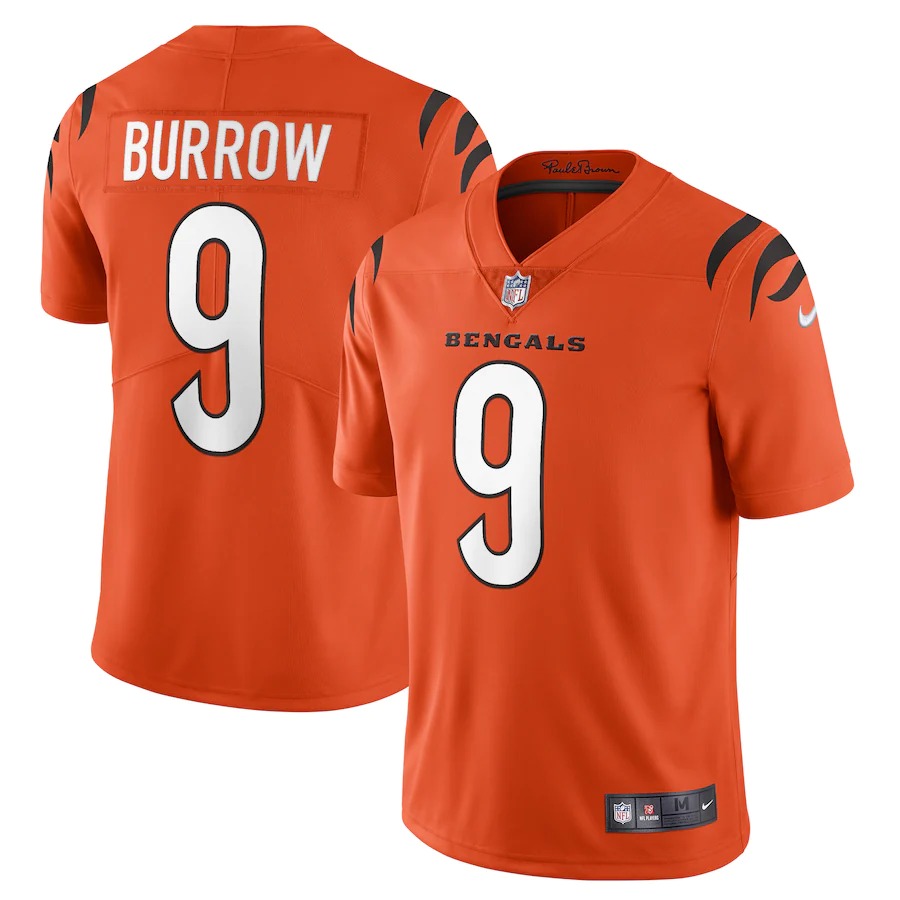 Cincinnati Bengals #9 Joe Burrow Orange Youth Alternate Vapor Limited Jersey