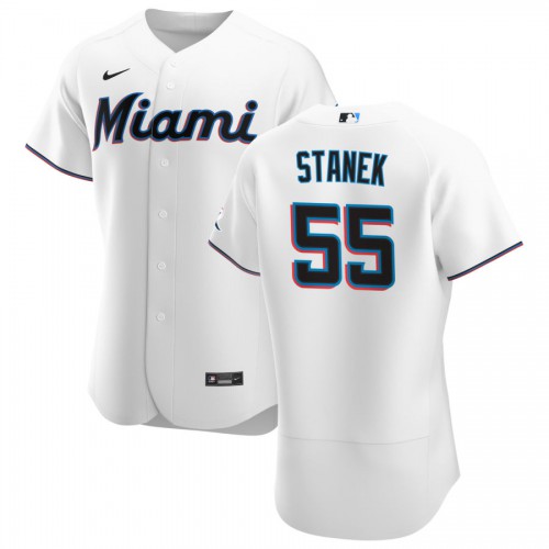 Miami Miami Marlins #55 Ryne Stanek Men's White Home 2020 Authentic Player Jersey Men's