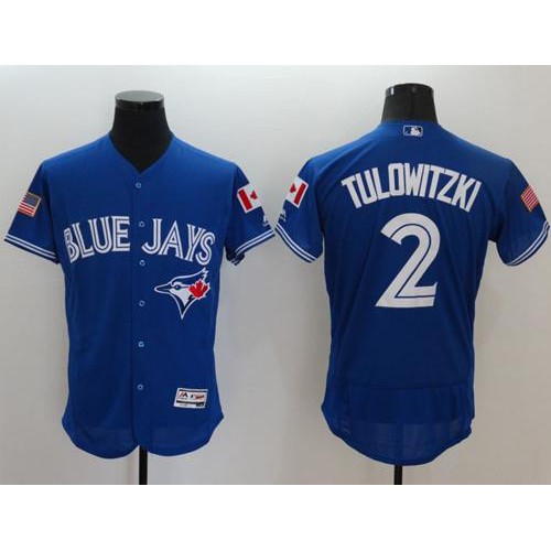Toronto Blue Jays #2 Troy Tulowitzki Blue Fashion Stars & Stripes Flexbase Authentic Stitched Jersey Men's