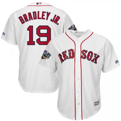 Boston Boston Red Sox #19 Jackie Bradley Jr. Majestic 2018 World Series Cool Base Player Jersey White Men's