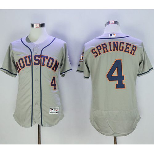 Houston Astros #4 George Springer Grey Flexbase Authentic Collection Stitched Jersey Men's