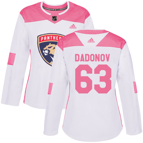 Adidas Florida Panthers #63 Evgenii Dadonov White/Pink Authentic Fashion Women's Stitched Jersey Womens