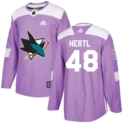 Adidas San Jose Sharks #48 Tomas Hertl Purple Authentic Fights Cancer Stitched Youth Jersey Youth