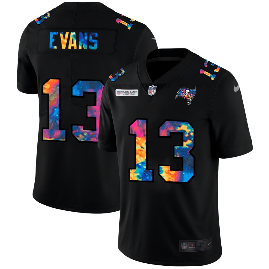 Tampa Bay Buccaneers #13 Mike Evans Men's Multi-Color Black 2020 Crucial Catch Vapor Untouchable Limited Jersey
