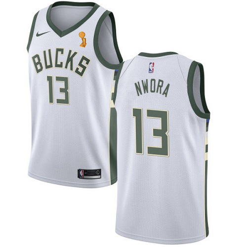 Milwaukee Bucks #13 Jordan Nwora Youth 2021 Finals Champions Swingman Association Edition Jersey White Youth
