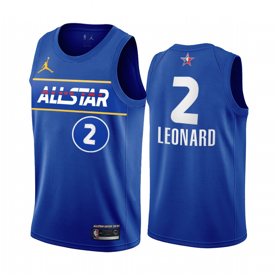 Men's #2 Kawhi Leonard Jordan Brand Blue 2021 All-Star Game Swingman Finished Jersey