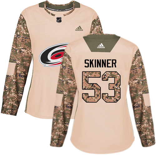 Adidas Carolina Hurricanes #53 Jeff Skinner Camo Authentic 2017 Veterans Day Women's Stitched Jersey Womens