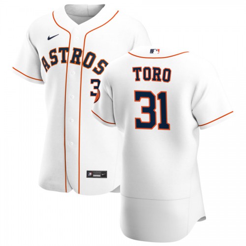 Houston Houston Astros #31 Abraham Toro Men's White Home 2020 Authentic Player Jersey Men's