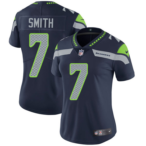 Seahawks #7 Geno Smith Steel Blue Team Color Women's Stitched Vapor Untouchable Limited Jersey