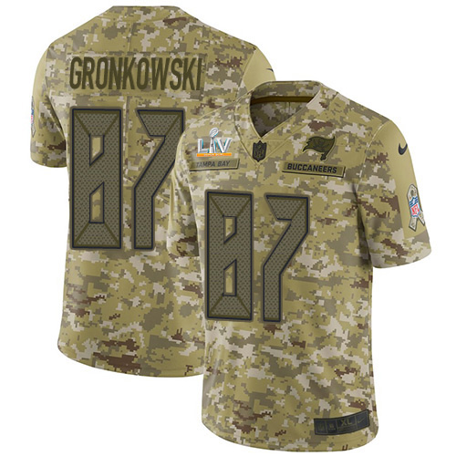 Buccaneers #87 Rob Gronkowski Camo Men's Super Bowl LV Bound Stitched Limited 2018 Salute To Service Jersey