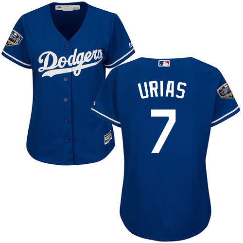 Los Angeles Dodgers #7 Julio Urias Blue Alternate 2018 World Series Women's Stitched Jersey Womens