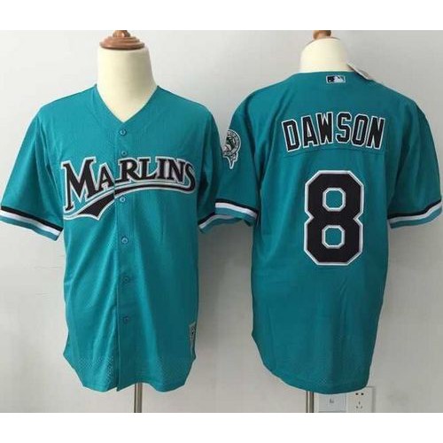 Mitchell And Ness 1995 Miami Marlins #8 Andre Dawson Green Throwback Stitched Jersey Men's
