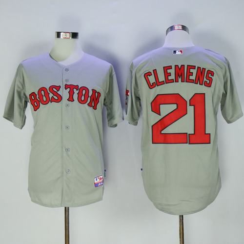 Boston Red Sox #21 Roger Clemens Grey Cool Base Stitched Jersey Men's