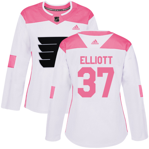 Adidas Philadelphia Flyers #37 Brian Elliott White/Pink Authentic Fashion Women's Stitched Jersey Womens