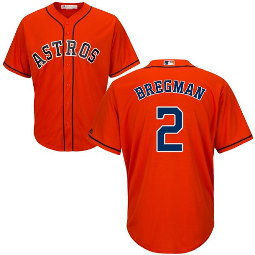 Houston Astros #2 Alex Bregman Orange Cool Base Stitched Youth Jersey Youth