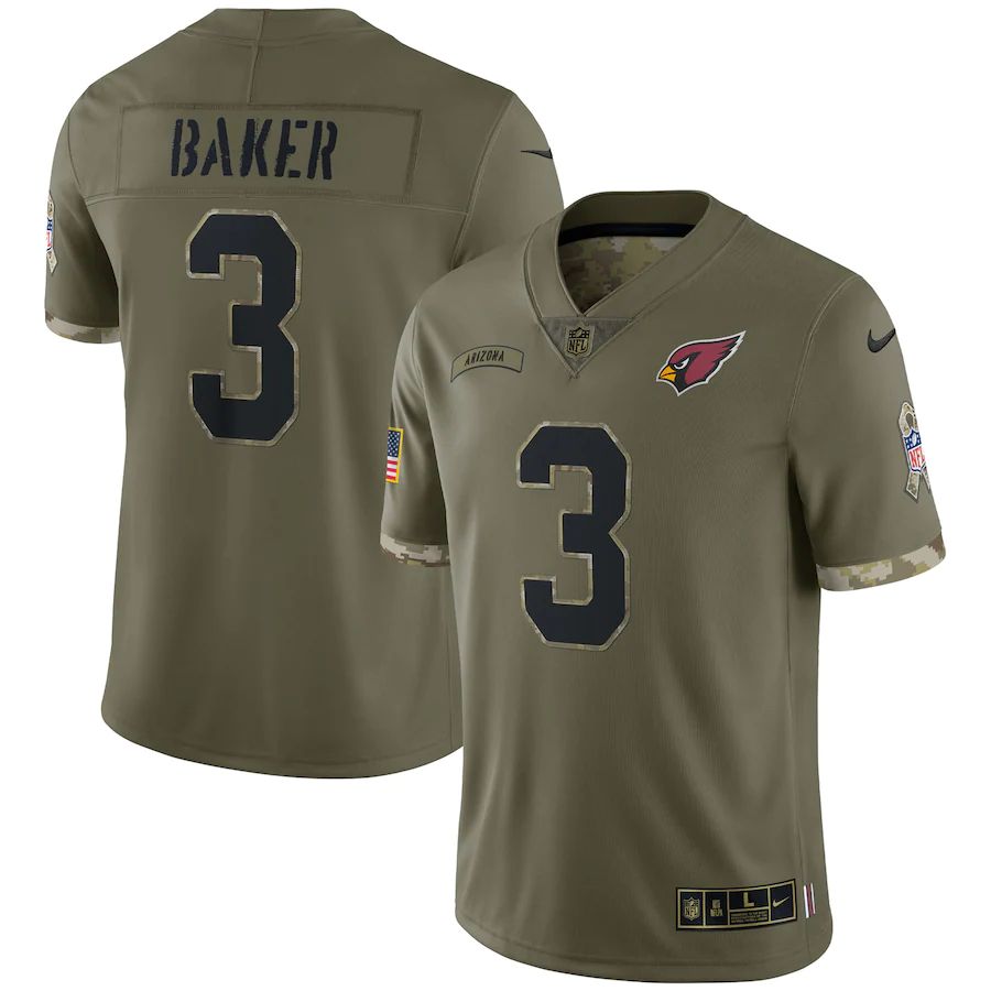 Arizona Cardinals #3 Budda Baker Men's 2022 Salute To Service Limited Jersey - Olive