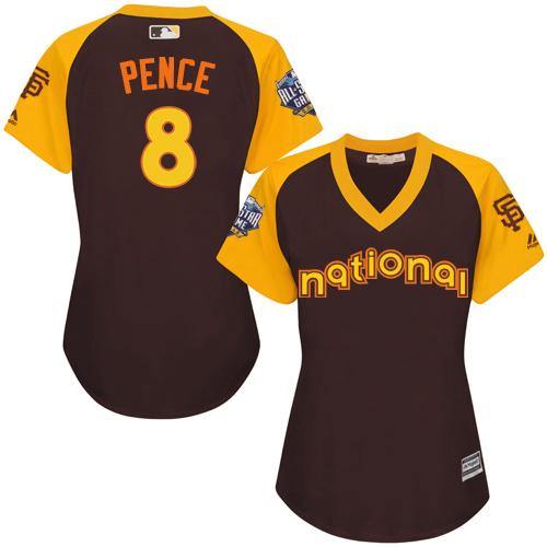 San Francisco Giants #8 Hunter Pence Brown 2016 All-Star National League Women's Stitched Jersey Womens