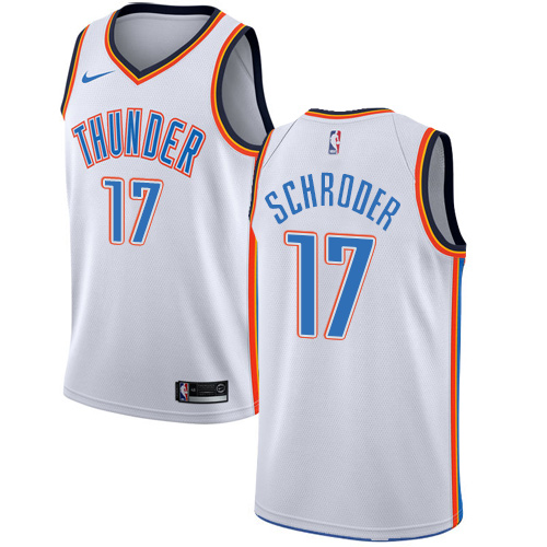 Oklahoma City Thunder #17 Dennis Schroder White Swingman Association Edition Jersey Mens
