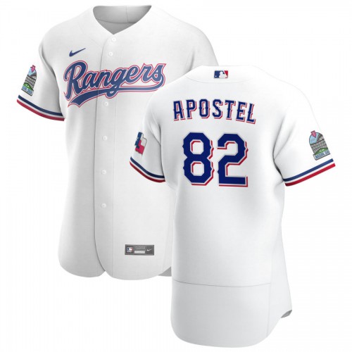 Texas Texas Rangers #82 Sherten Apostel Men's White Home 2020 Authentic Patch Player Jersey Men's