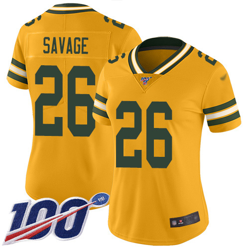 Packers #26 Darnell Savage Gold Women's Stitched Limited Inverted Legend 100th Season Jersey