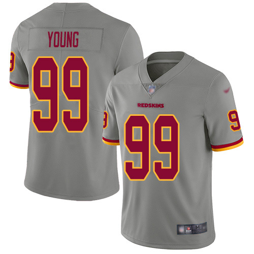 Commanders #99 Chase Young Gray Men's Stitched Limited Inverted Legend Jersey