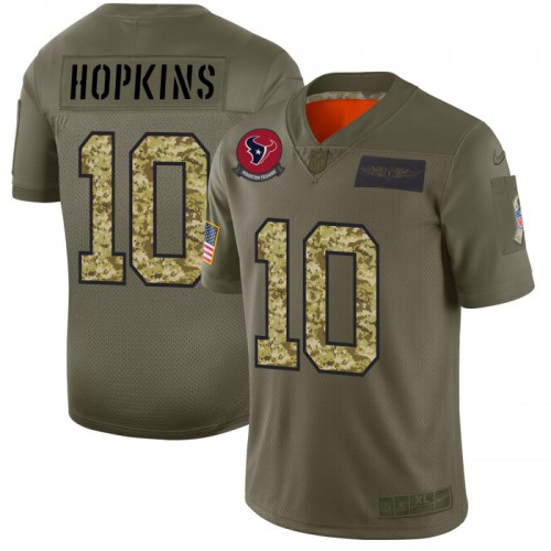 Houston Houston Texans #10 DeAndre Hopkins Men's 2019 Olive Camo Salute To Service Limited Jersey Men's