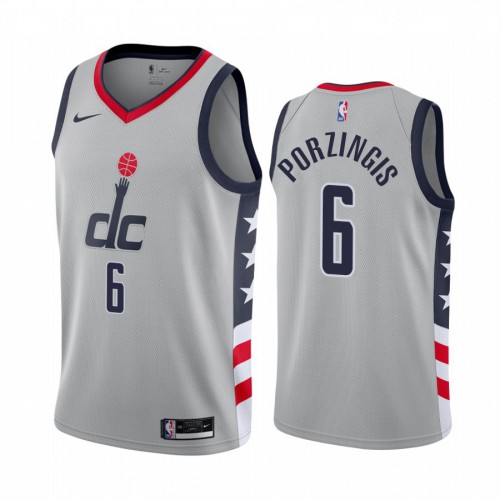 Washington Wizards #6 Kristaps Porzingis Gray Womens Swingman 2020-21 City Edition Jersey Womens