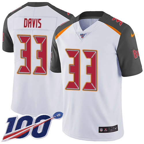 Tampa Bay Buccaneers #33 Carlton Davis III White Men's Stitched 100th Season Vapor Limited Jersey Men's