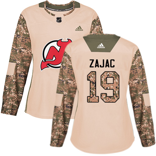 Adidas New Jersey Devils #19 Travis Zajac Camo Authentic 2017 Veterans Day Women's Stitched Jersey Womens