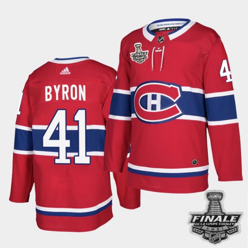 Adidas Montreal Canadiens #41 Paul Byron Red Home Authentic 2021 Stanley Cup Final Patch Jersey Men's
