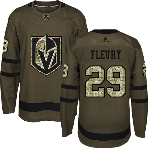 Adidas Golden Vegas Golden Knights #29 Marc-Andre Fleury Green Salute to Service Stitched Jersey Men's