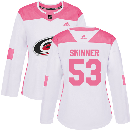 Adidas Carolina Hurricanes #53 Jeff Skinner White/Pink Authentic Fashion Women's Stitched Jersey Womens