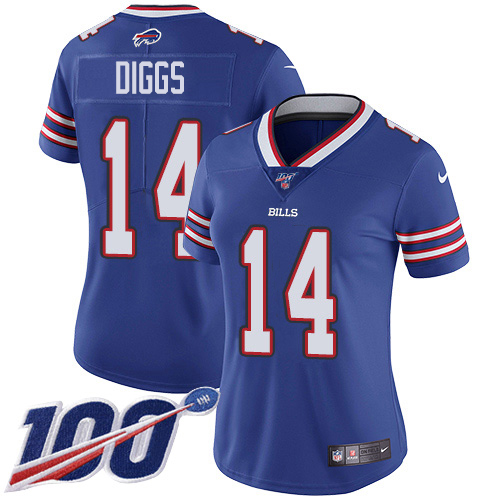 Bills #14 Stefon Diggs Royal Blue Team Color Women's Stitched 100th Season Vapor Untouchable Limited Jersey