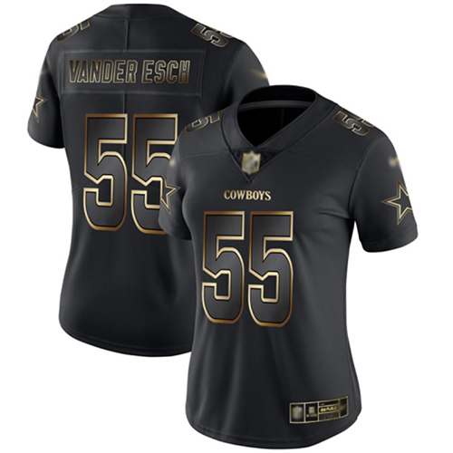 Cowboys #55 Leighton Vander Esch Black/Gold Women's Stitched Vapor Untouchable Limited Jersey