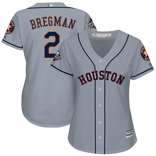 Houston Astros #2 Alex Bregman Grey Road 2019 World Series Bound Women's Stitched Jersey Womens