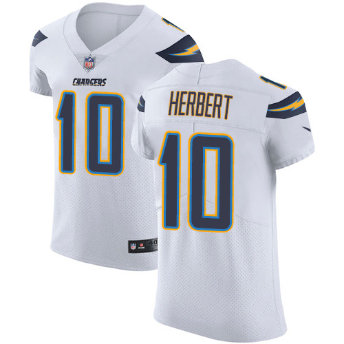 Chargers #10 Justin Herbert White Men's Stitched New Elite Jersey