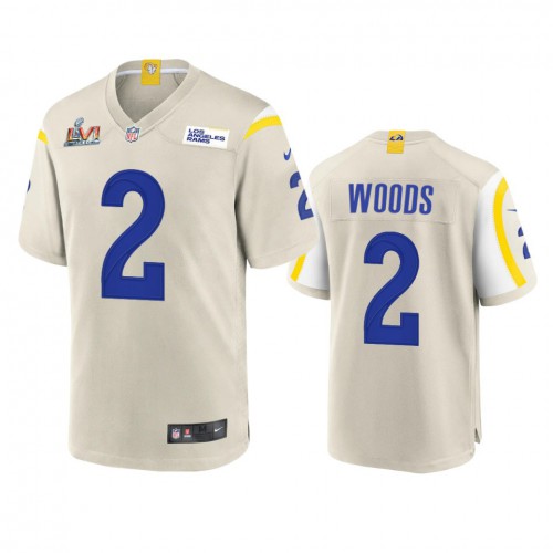 Los Angeles Los Angeles Rams #2 Robert Woods Men's Super Bowl LVI Patch Game Jersey - Bone Men's