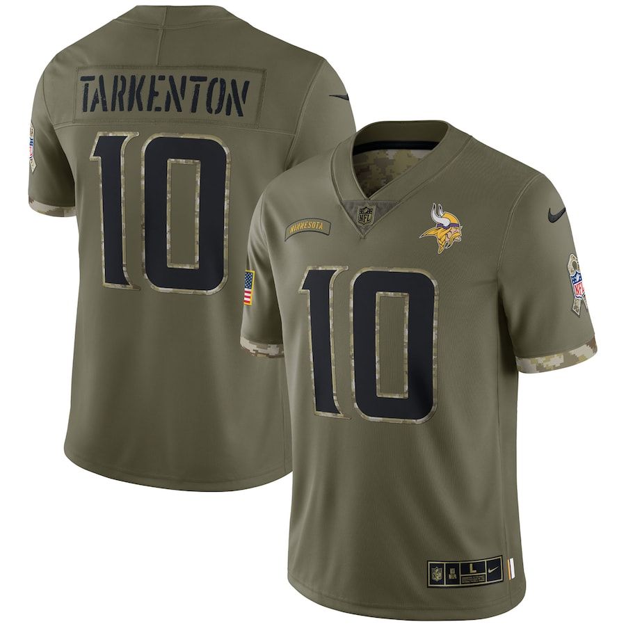 Minnesota Vikings #10 Fran Tarkenton Men's 2022 Salute To Service Limited Jersey - Olive