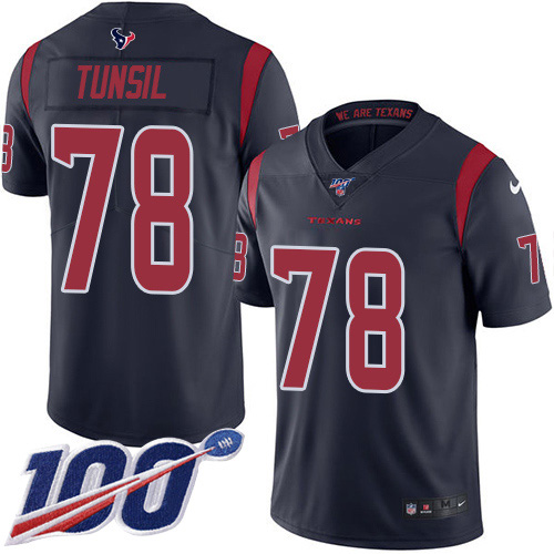 Houston Texans #78 Laremy Tunsil Navy Blue Men's Stitched Limited Rush 100th Season Jersey Men's