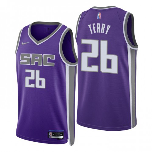 Sacramento Kings #26 Emanuel Terry Purple Mens 2021-22 75th Anniversary Diamond Swingman Jersey - Icon Edition Mens