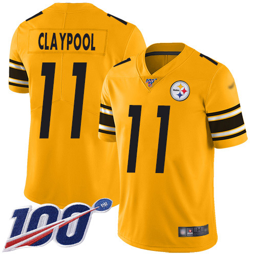 Pittsburgh Steelers #11 Chase Claypool Gold Youth Stitched Limited Inverted Legend 100th Season Jersey Youth