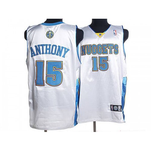 Denver Nuggets #15 Carmelo Anthony Stitched White Jersey Mens